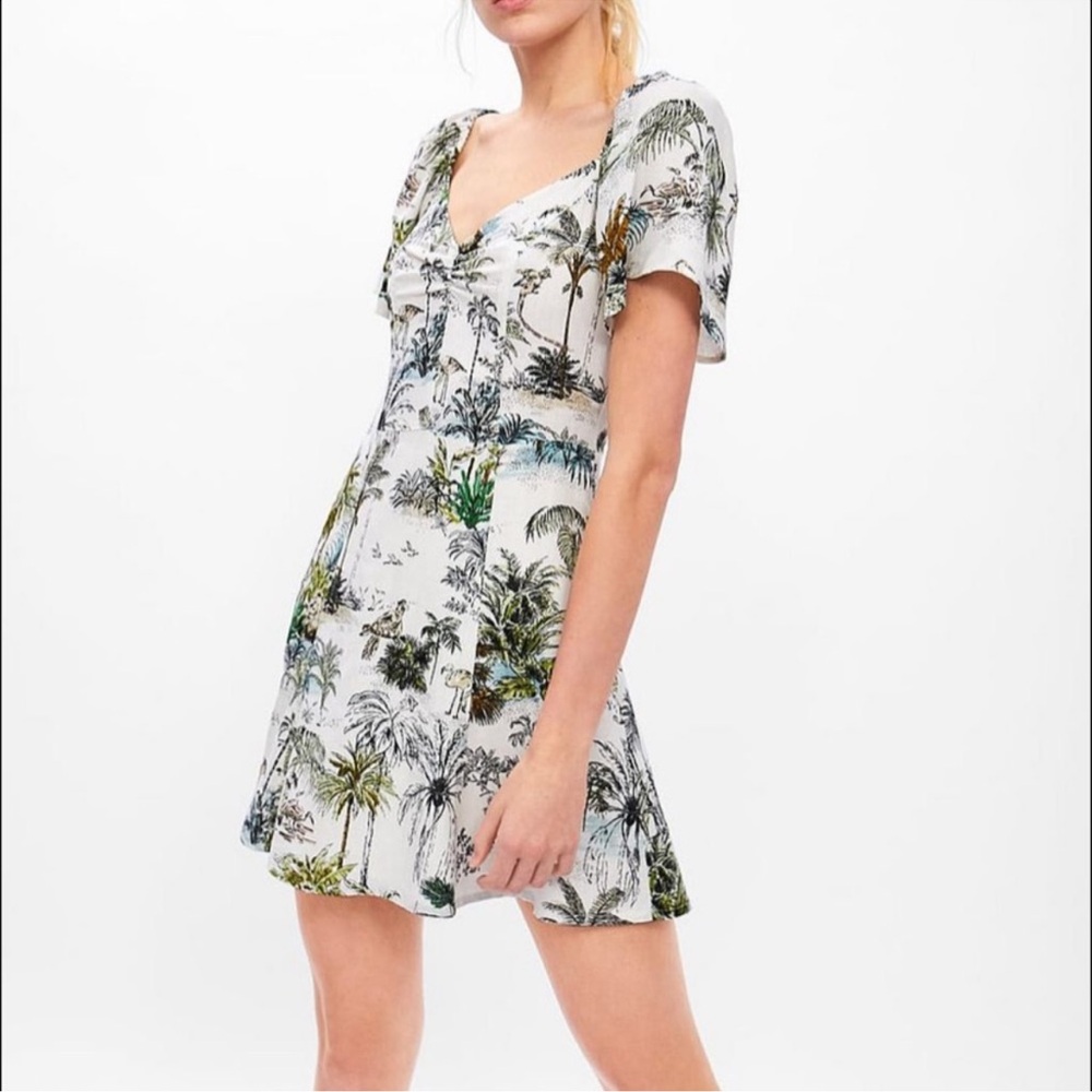 Zara Sz M Tropical Print Mini Summer Dress